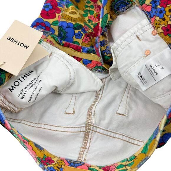 New Mother High Waisted Weekender Skimp Jeans Flower Fields Size 27 - Picture 7 of 7